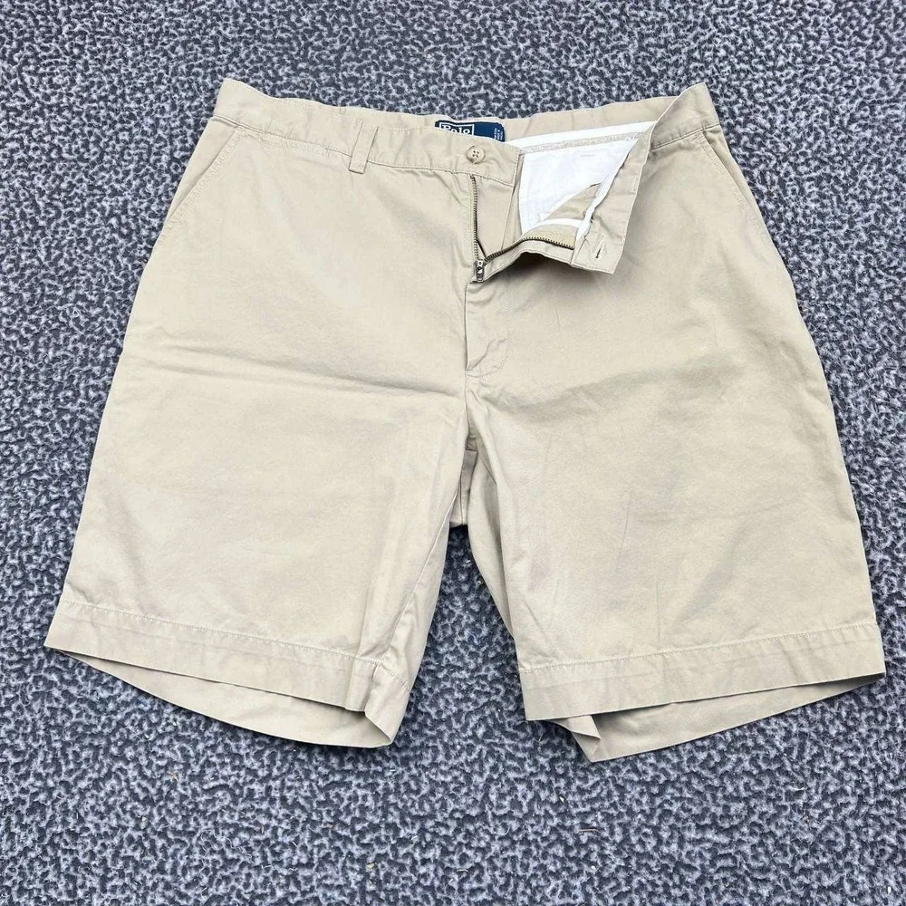 Vintage Polo Ralph Lauren Chino Shorts Men 36 Tan 100% Cotton Classic Fit